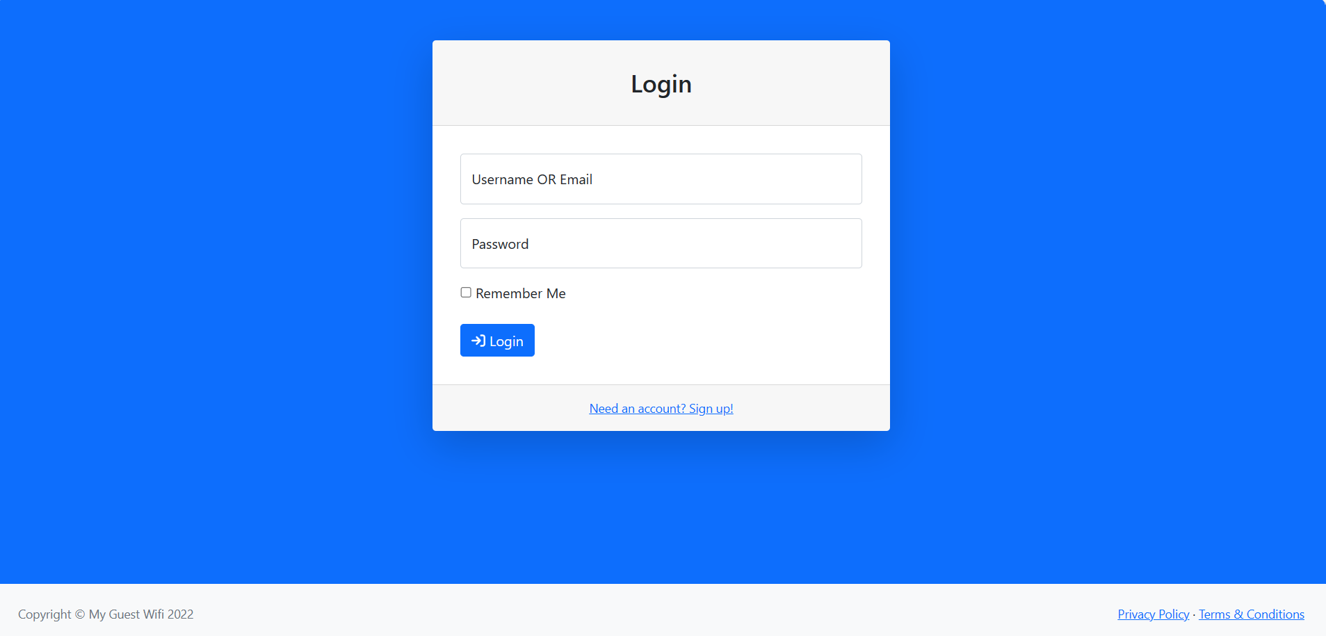 my guest wifi user interface built with Bootstrap 5